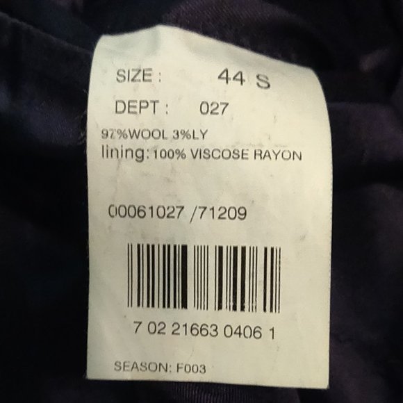 Brooks Brothers 346 Wool Sport Coat Black With Grey Pinstripes SIZE 44S - Picture 6 of 8